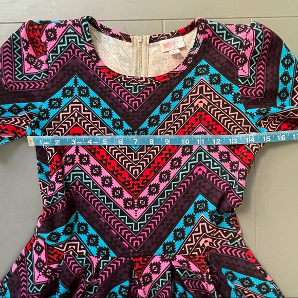 LULAROE Simply Comfortable Amelia Midi Skater Mixed Print Dress w Back Zipper XS - Picture 10 of 16